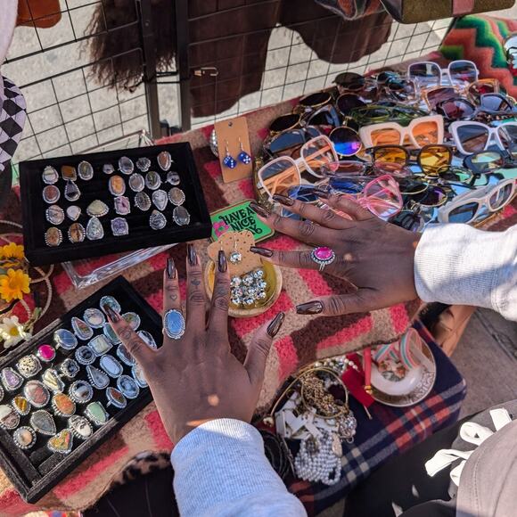 Purple Teardrop Sterling Silver Ring Retro Vintage Boho Natural Stone Size 7.25 - Picture 5 of 7